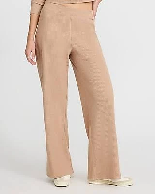 Express Women's Cozy Ribbed High Waisted Pull On Wide Leg Palazzo Pants
