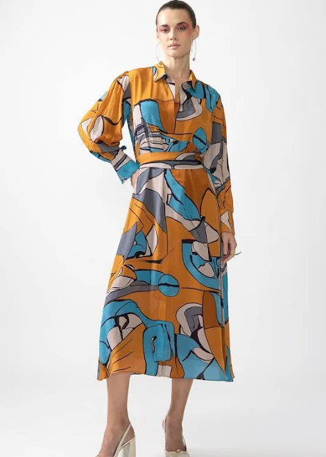 Nautanky by Nilesh Parashar Women's Neoprene & Chiffon Maxi Dress