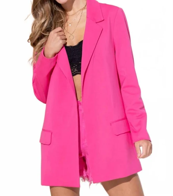 Voltage Oversized Blazer In Hot Pink