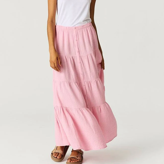 Posh Peanut Cotton Crinkle Maxi Skirt