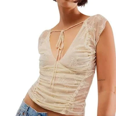 Women's Sleeveless Lace Ruched Tie Neck Blouse
