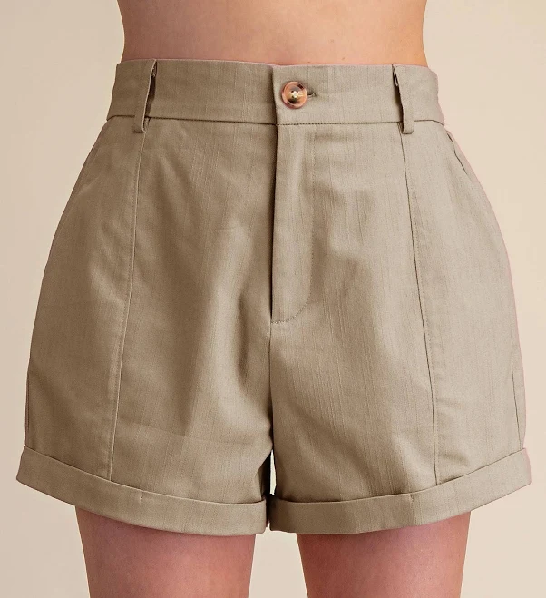 Women's High-Waisted Cuffed Shorts