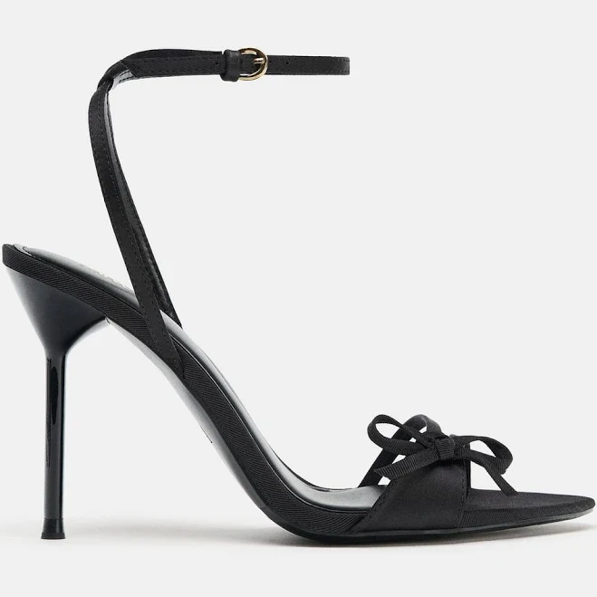 Woman Zara Satin Strappy Heeled Sandals
