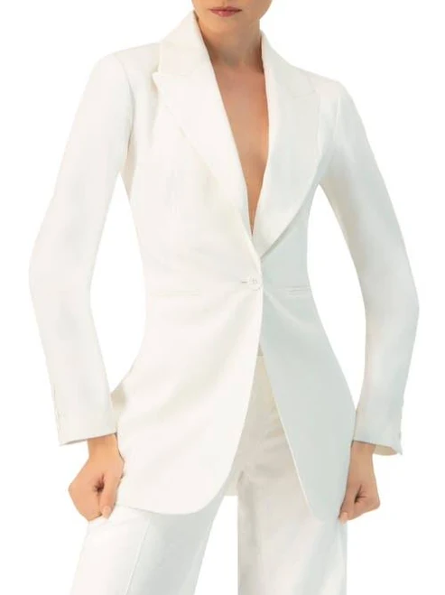 IVONNE Women's Single Button Cotton Blazer