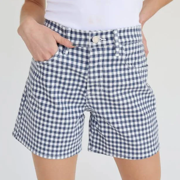 Gingham Print Long Shorts