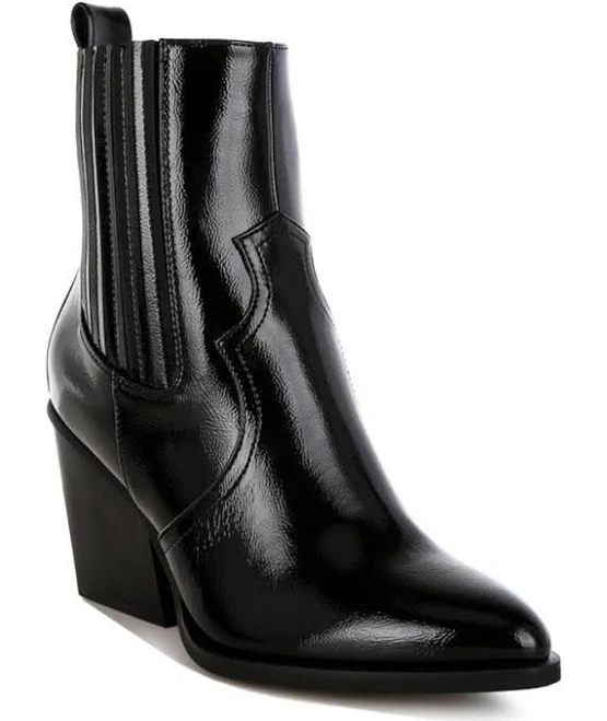 Pointed Toe 3 inch Block Heel Chelsea Boots