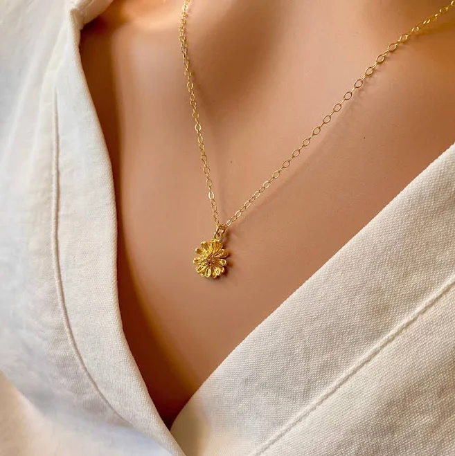 14K Gold Filled Flower Necklace