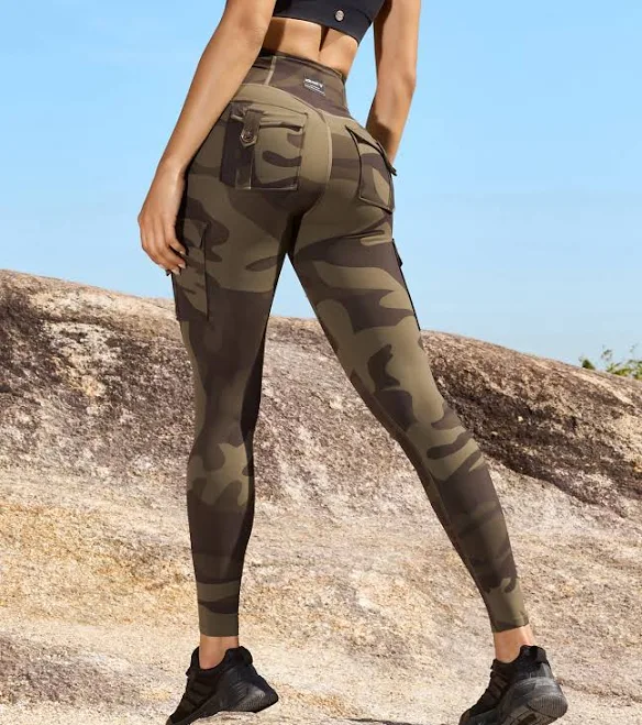 High Waisted Cargo Leggings Army Green Camo | FIRM ABS, XS / Army Green Camo
