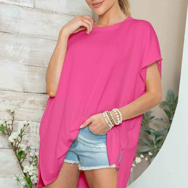 Burgundy Apparel Short Sleeve Tunic with Side Slit