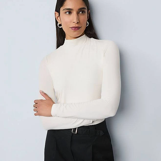 Ann Taylor Women's Long Sleeve Mock Neck Top