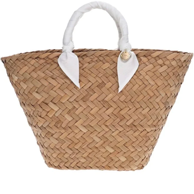 Kayu Rosie Woven Straw Ribbon Handle Tote