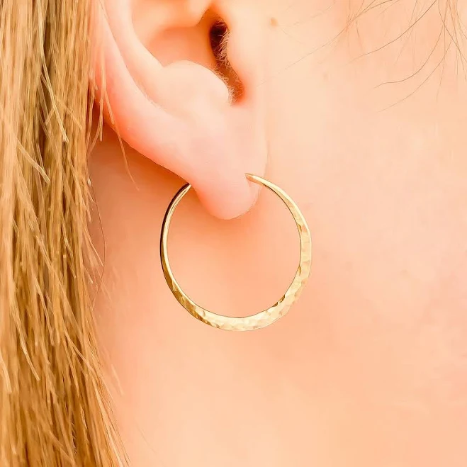 Hammered 14K Gold Filled Minimalist Hoop Earrings