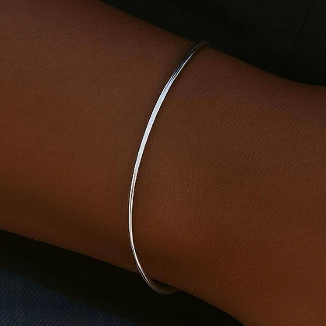 Sterling Silver Minimalist Bangle Bracelet