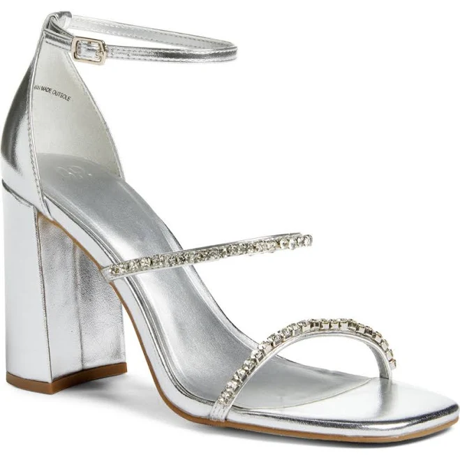 BP. Nessa Ankle Strap Sandal in Silver Metallic at Nordstrom, Size 8