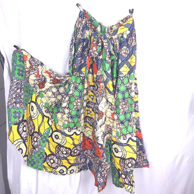 Vintage Vibrant Abstract Flowy Maxi Skirt