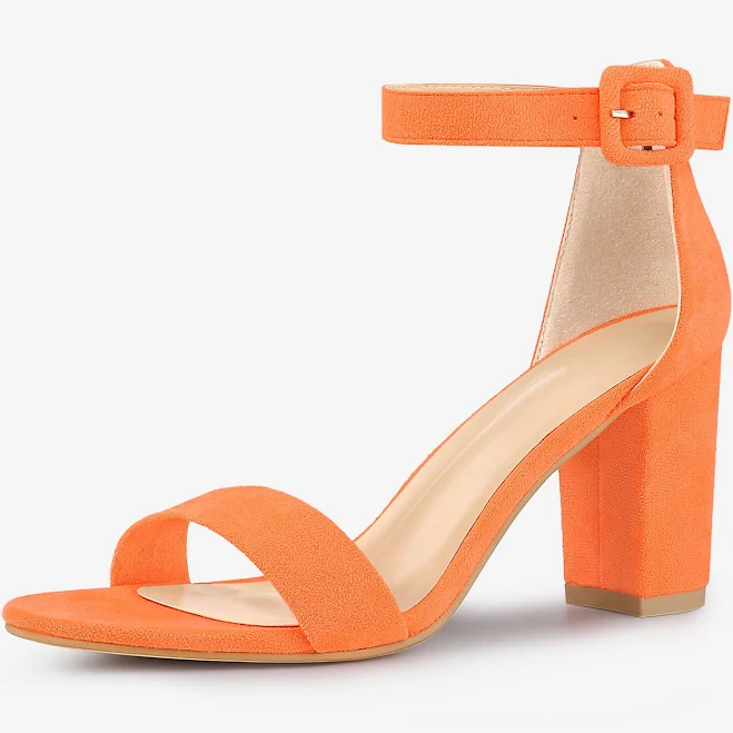 Faux Suede High Chunky Heel Sandals