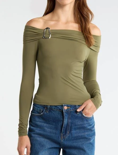 Pacsun Women's Lannie Hardware Off-the-Shoulder Top