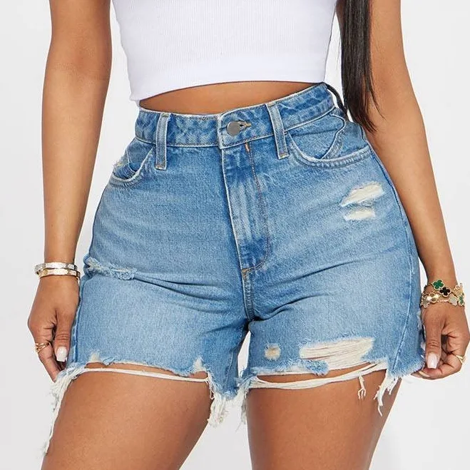 Fashion Nova Women's Larisa Non Stretch Frayed Denim Shorts
