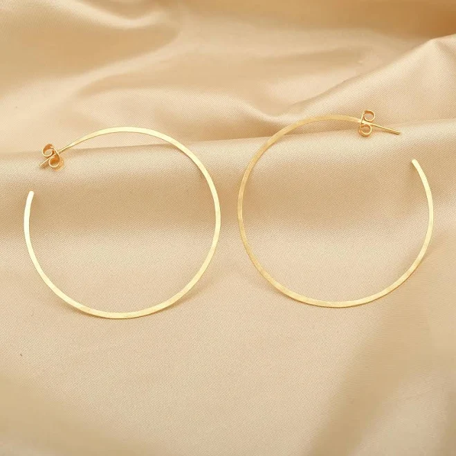 22K Gold Plated Brass Minimalist Hoop Earrings