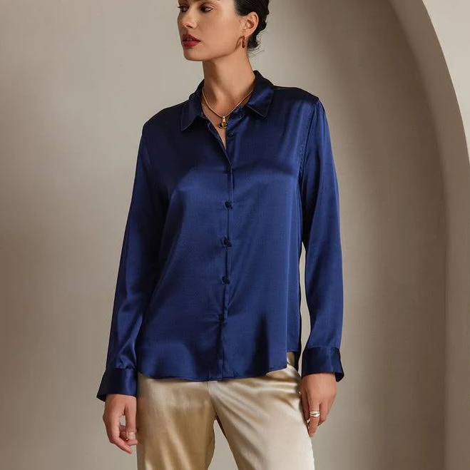 Women's Silk Button Up Shirt