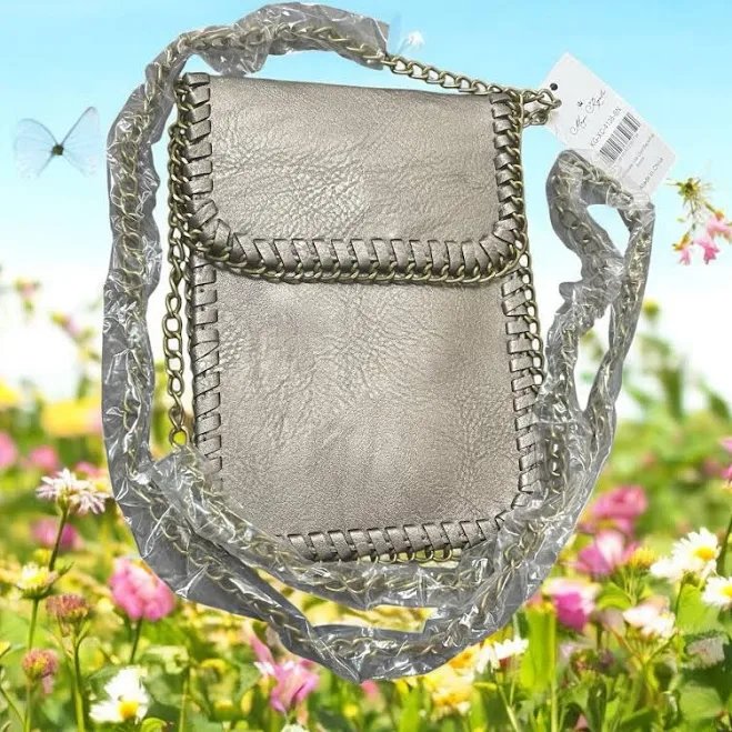 Muse Royale Bronze Metallic Crossbody Mini Bag Link Chain Flap Top