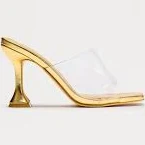 Etta Clear PVC Mules - Gold