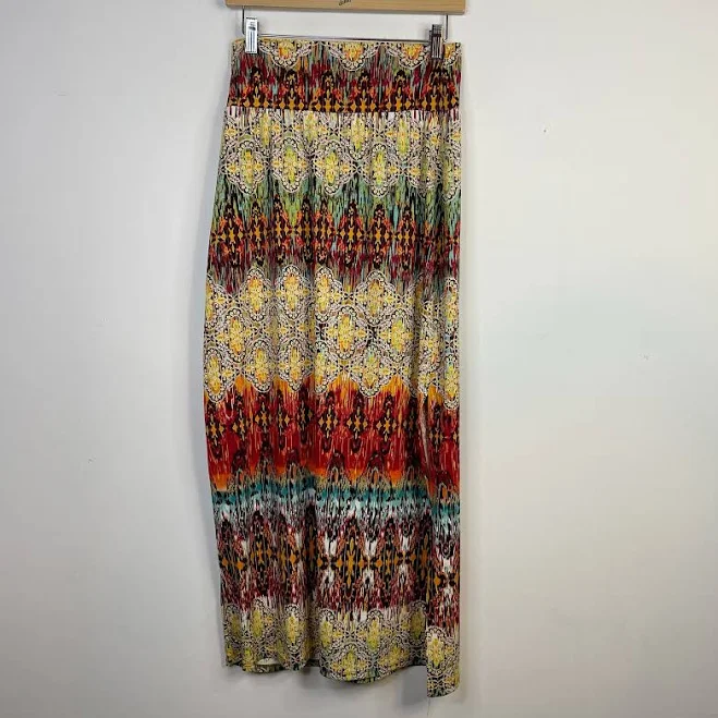 AB Studio Moroccan Y2k Jersey Knit Maxi Skirt with Foldover Waist