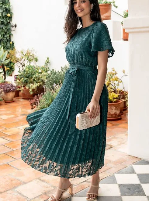 Baltic Born Mindy Pleated Chiffon Midi Dress