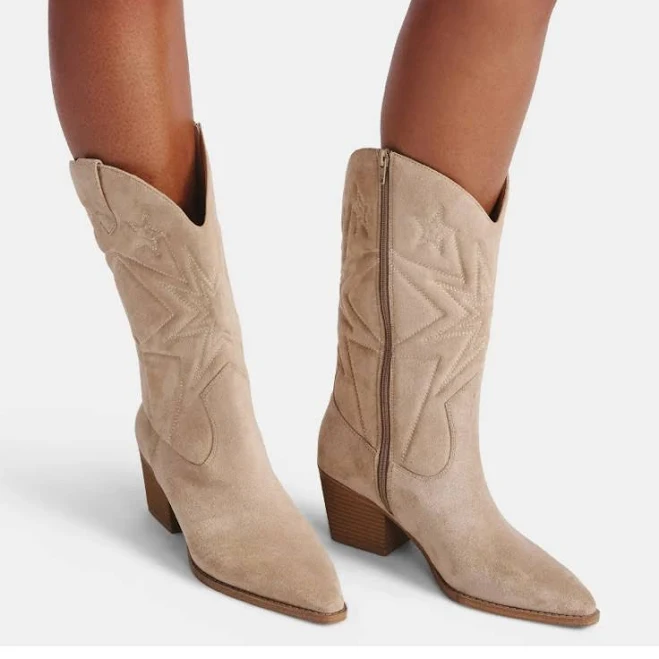 Time and Tru Women's Faux Suede Embroidered Western Boots