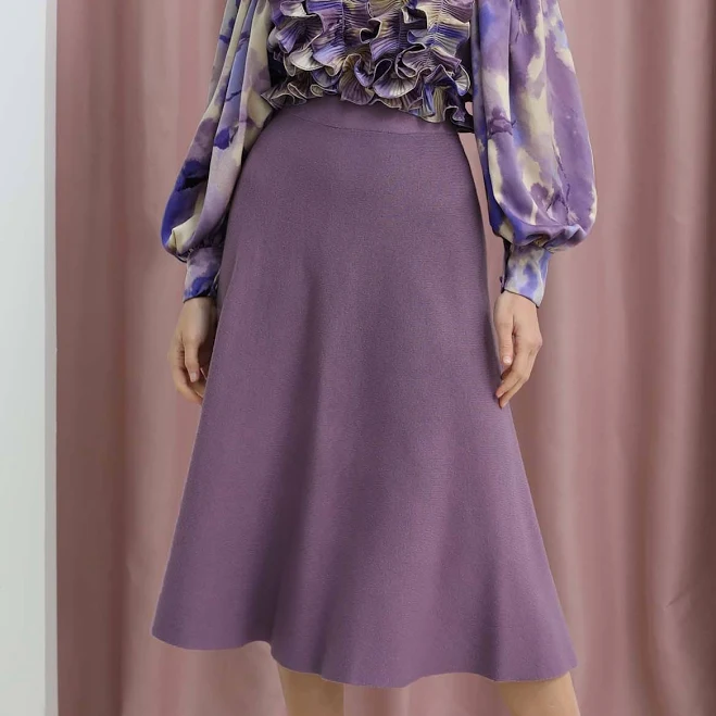 A-Line Knit Midi Skirt