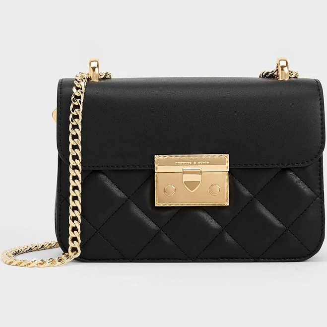 Charles & Keith Alva Quilted Chain-Handle Bag