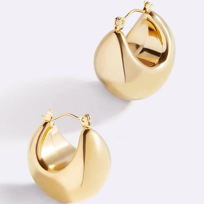 Mint & Lily 18k Gold Plated Sculpted Hoop Earrings