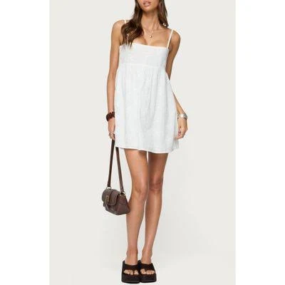 Edikted Winifred Floral Embroidered Cotton Babydoll Minidress