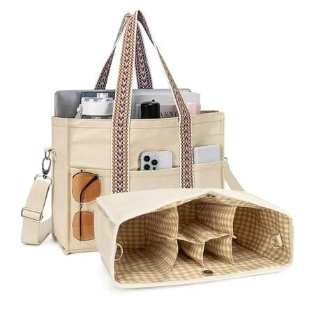 Canvas Tote Bag with Multi Pockets