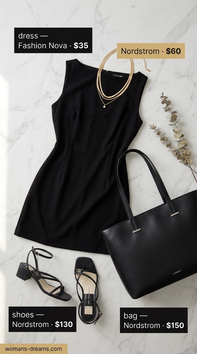 Chic Utility Jumpsuit for summer brunch outfits for women 2026. Olive green jumpsuit, black sandals, gold necklace, black tote.
