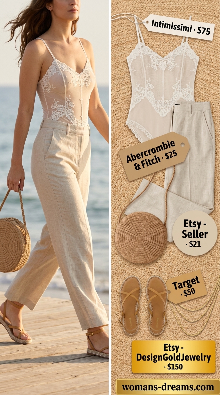 Blush pink lace bodysuit outfit for women 2026, paired with a white tiered maxi skirt for a garden party.