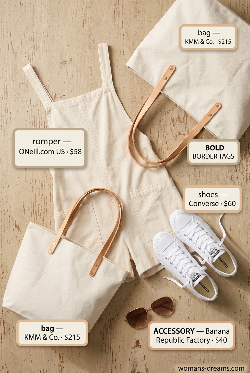 Summer outfits for women with blonde hair 2026: Playful linen romper with sneakers and sunglasses for casual day.