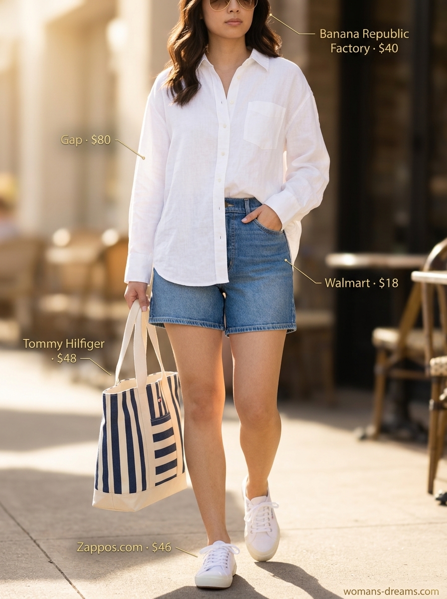 Lemon yellow shirt for summer outfits for women with sun-kissed skin tone 2026. Daytime errands, picnic, casual shopping.