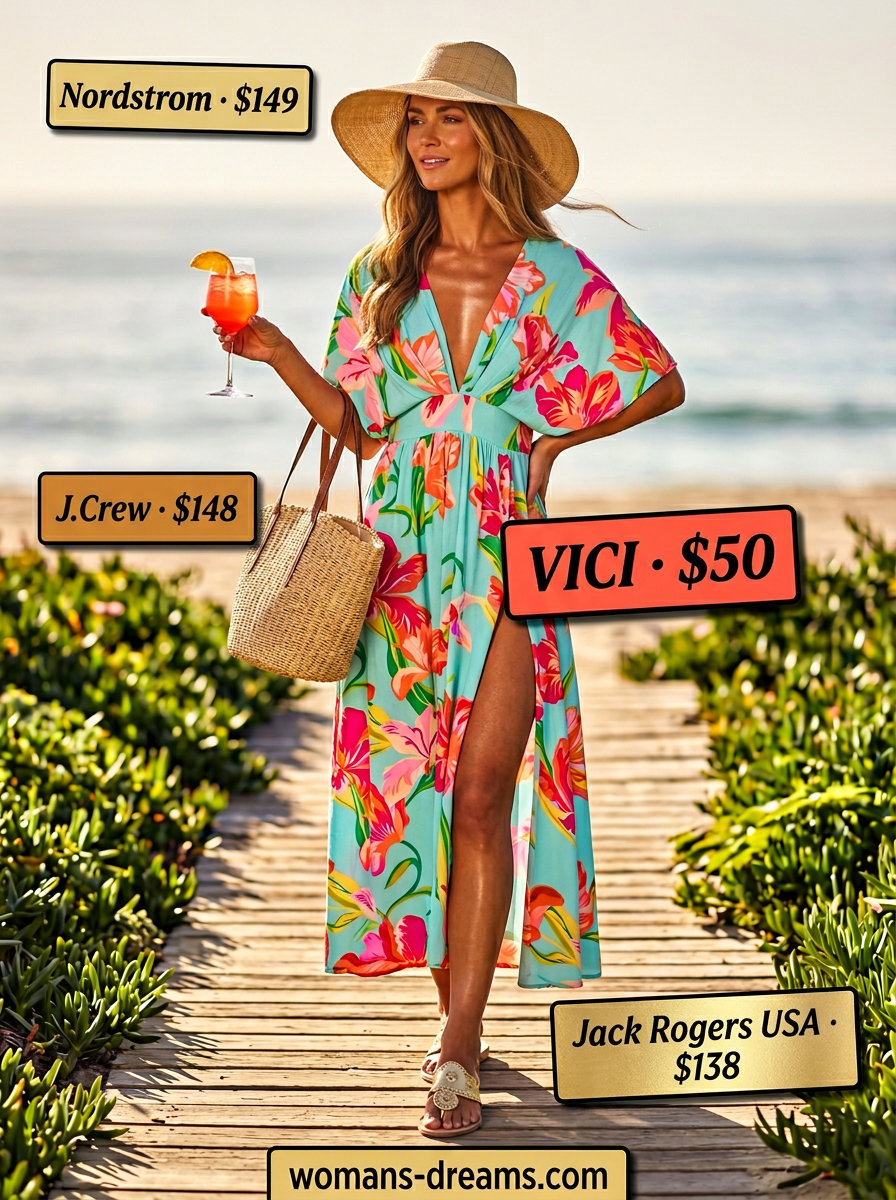 Bohemian turquoise v-neck kaftan dress for women 2026, ideal for beach resort lounging.