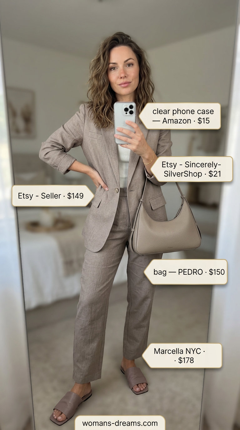 Cream poplin oversized shirt and Bermuda shorts set for trendy summer outfits for women 2026.