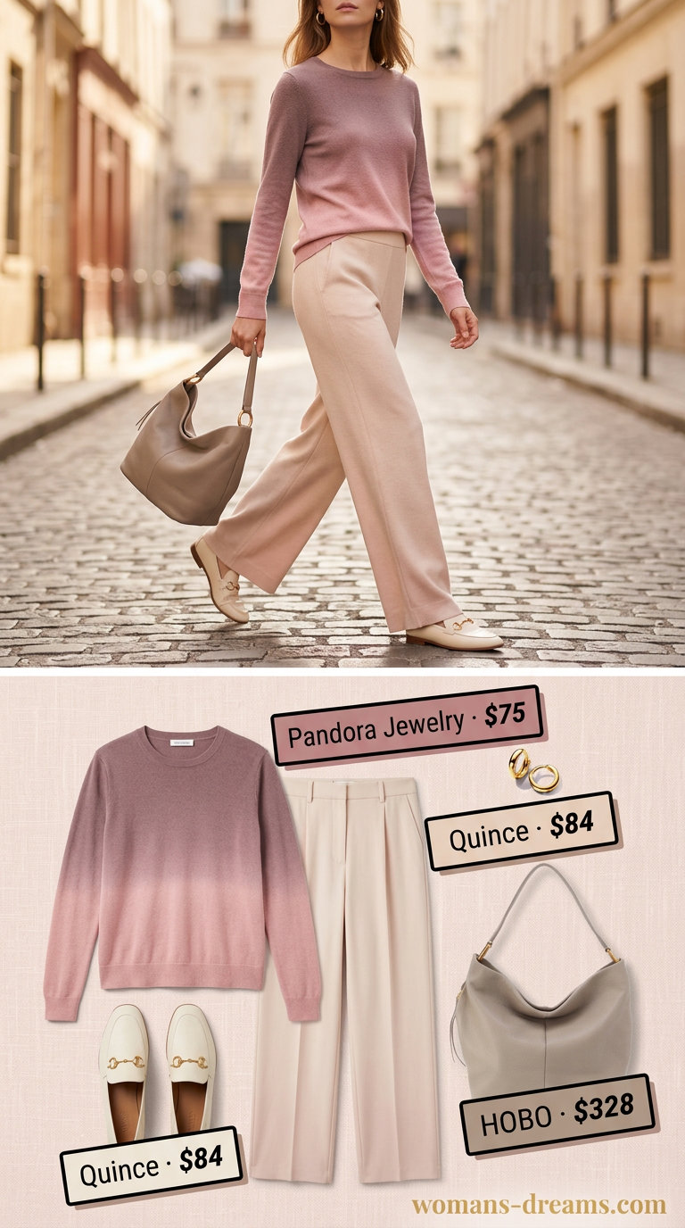 Sunset Glow Knit Set: Trendy summer matching set outfits for women 2026 in gradient knit pants and top.