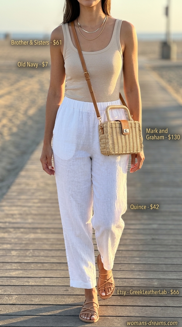 Chic white linen pants for coastal outings and summer brunch in 2026.