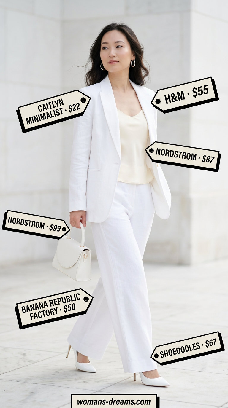 All-white linen suit for a powerful summer event look in 2026.