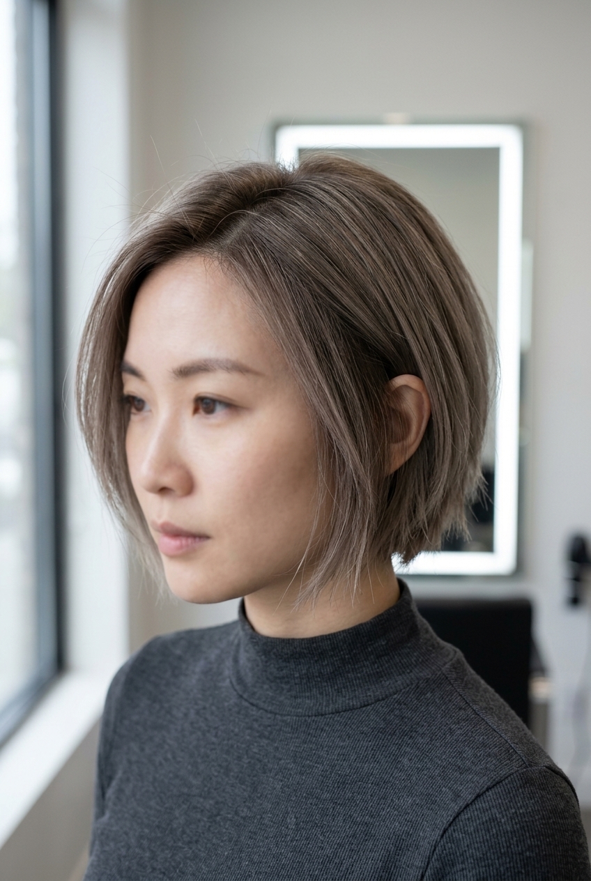 Ashy Bronde Textured Bob 2026 short textured bob haircut with ashy bronde cool undertones for summer