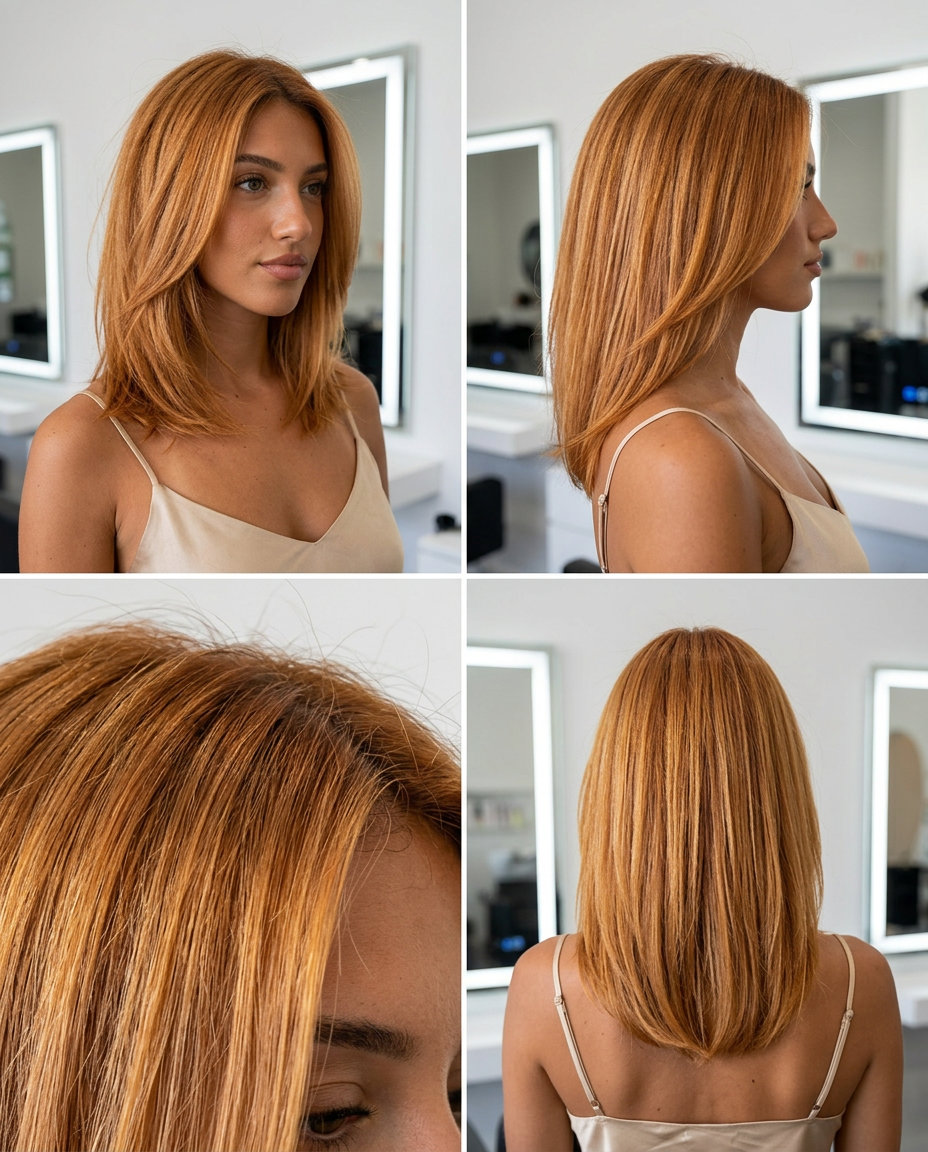short textured pixie haircut in vibrant copper-gold blonde with metallic sheen for summer