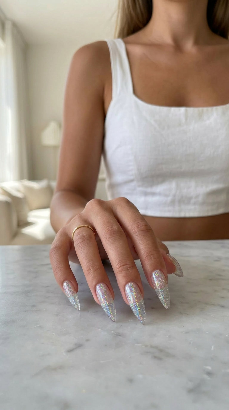 Easy Summer Nails 2026: Crystal Jelly Stiletto Crystal Jelly Stiletto Sparkle: Easy summer nails 2026 for glamorous festivals, parties, and nights out.