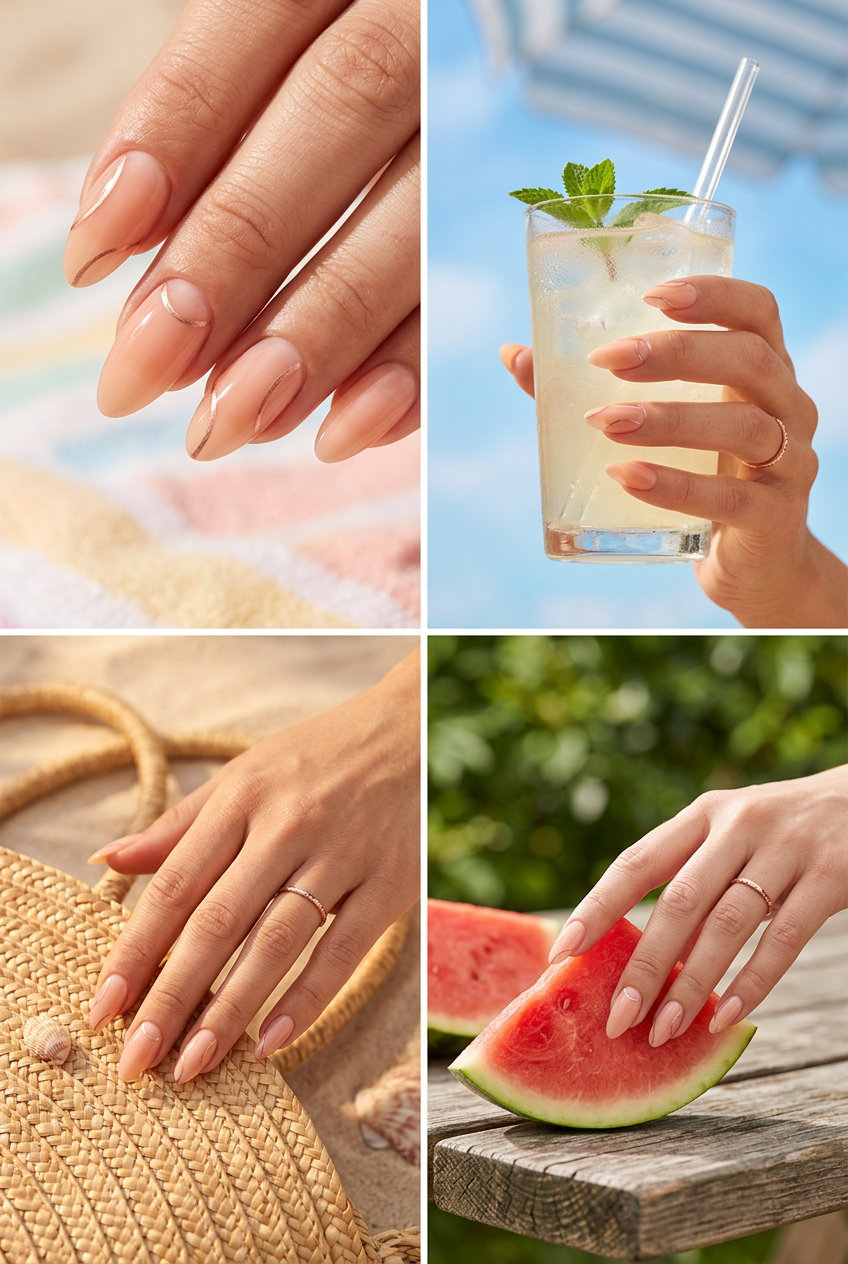Easy Summer Nails 2026: Peach Fuzz Negative Space Modern Peach Fuzz Negative Space: Easy summer nails 2026 for sophisticated date nights and professional events.