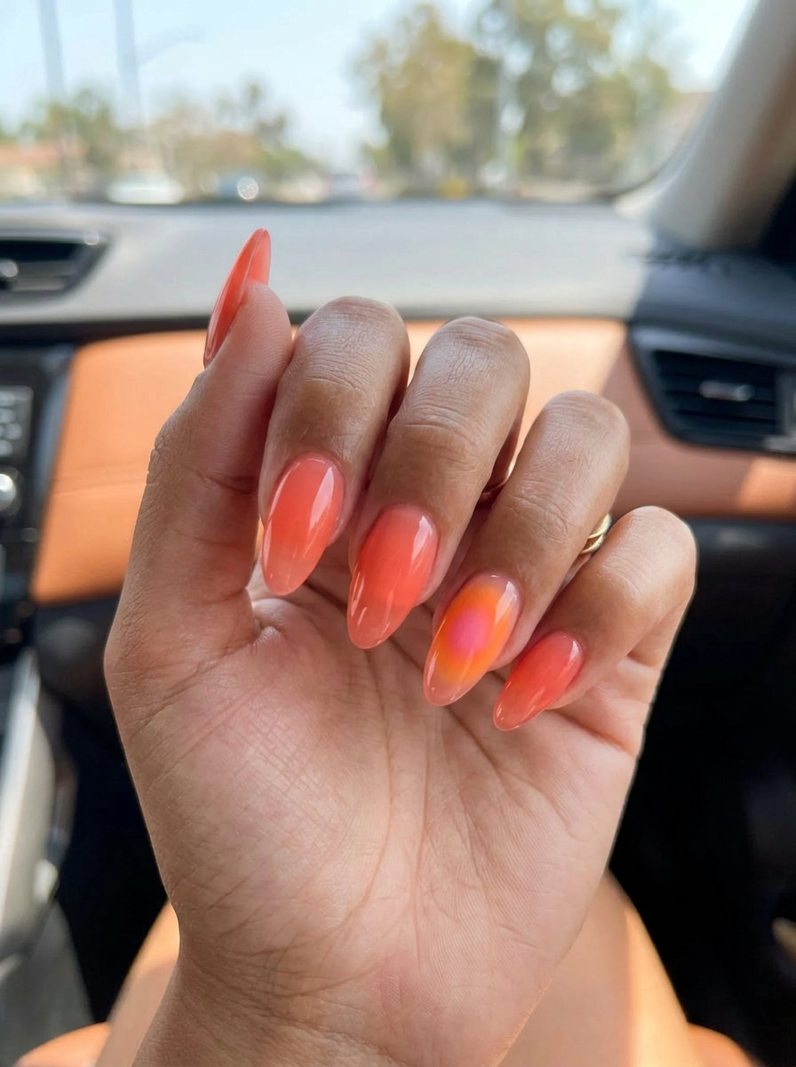 Easy Summer Nails 2026: Tropical Aura Coral Tropical Aura Coral: Easy summer nails 2026 for sultry date nights, summer festivals, and vacations.