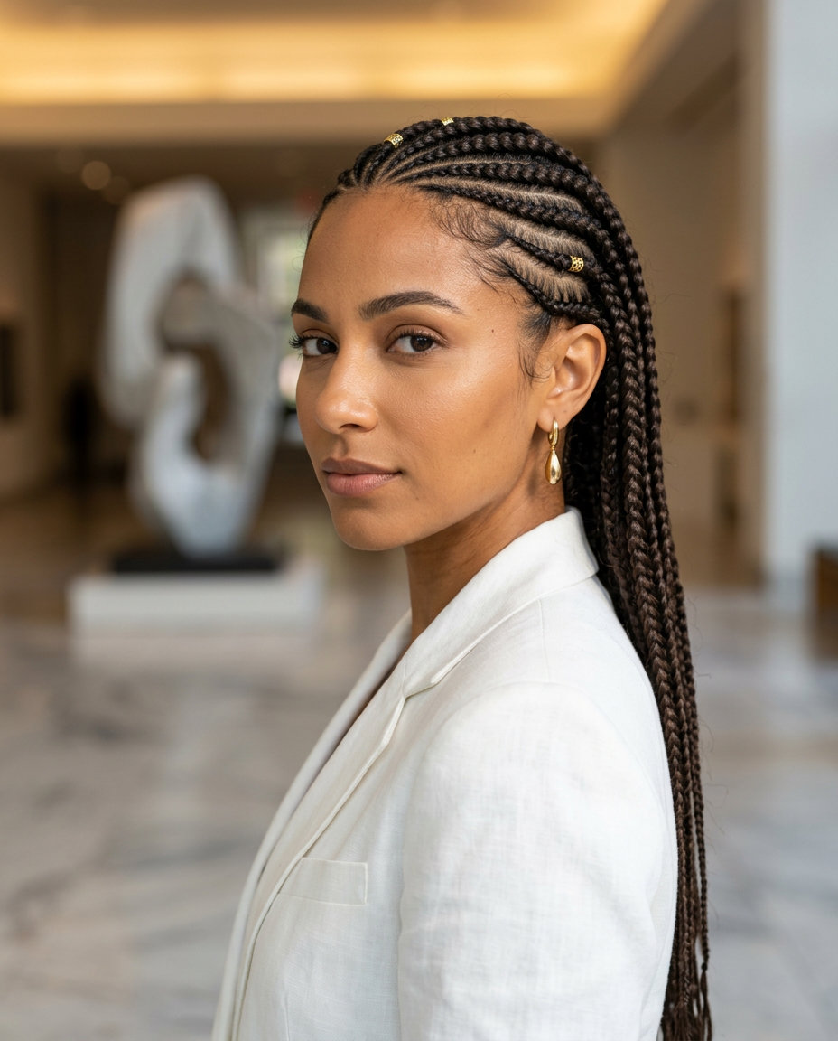 Espresso Roast Fulani Braids 2026 medium-long Fulani braids to box braids with espresso brown, gold beads — cute summer braids hairstyle 2026
