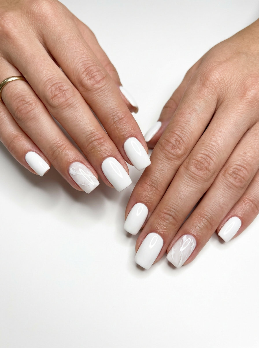 Chic Marble Accents nails for june nails 2026 summer trends. Sophisticated, elegant.